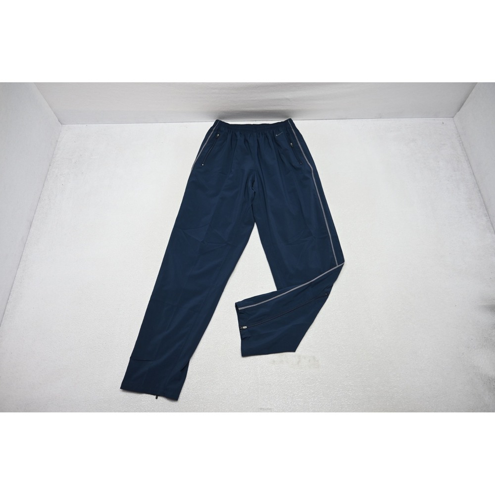 Nike Running Track Pants Mens Medium Navy Blue Reflective Stripe Excellent